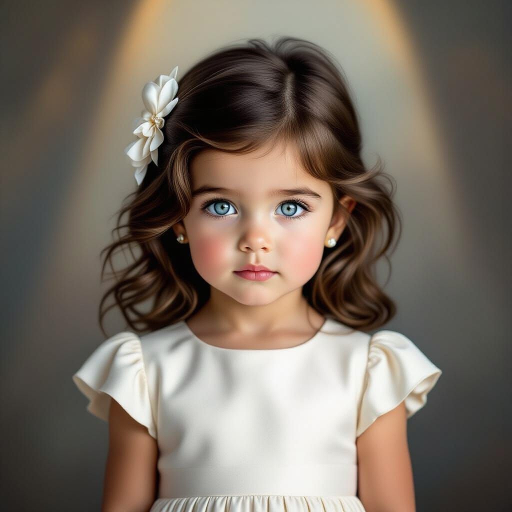 Beautiful Snooty 3-Year-Old Girl in Hyperrealistic Style