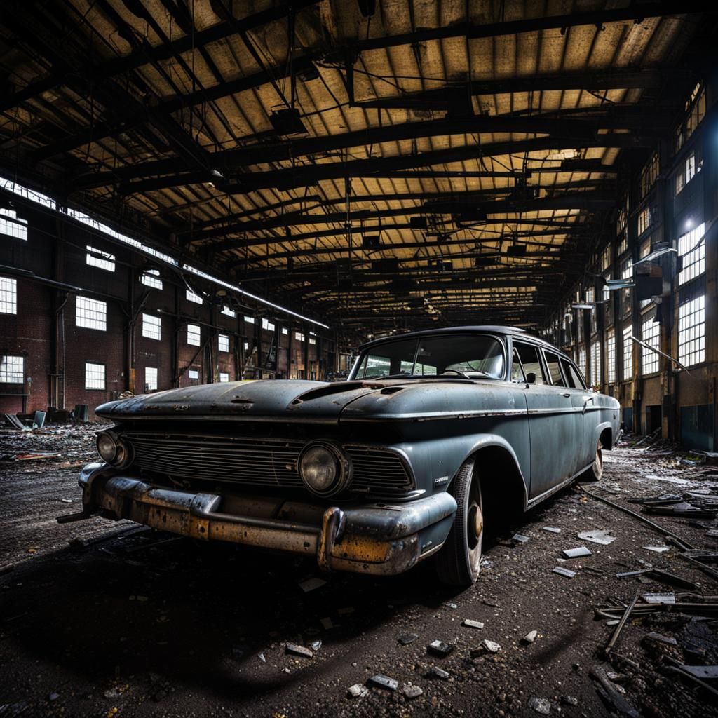 Abandoned Car Factory: A Study in Decay