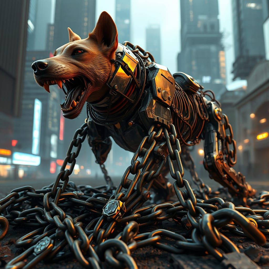 Metal Canine Unleashes Fury Amidst Industrial Chains