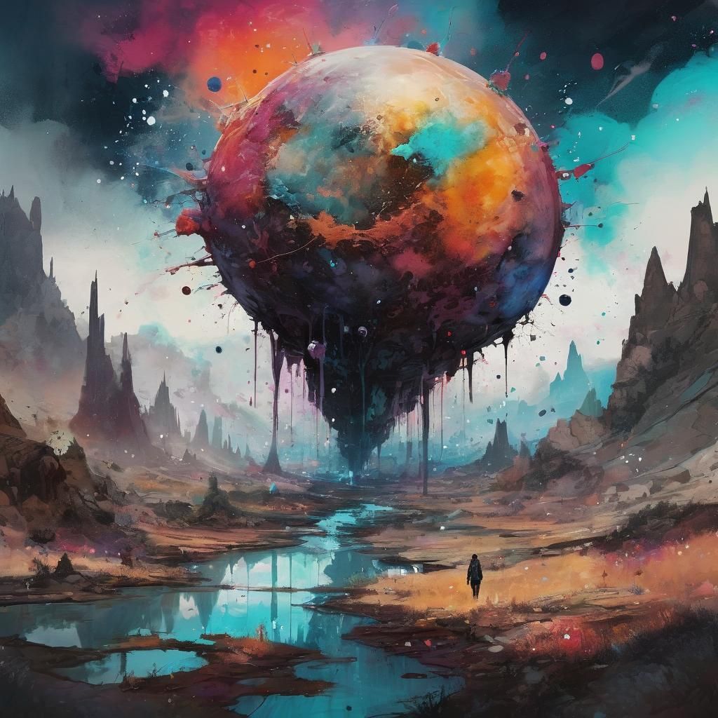 Abstract Alcohol Ink Dreamscape in Cosmic Style