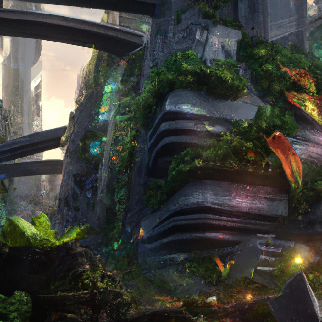 Futuristic Urban Garden with Living Skyscrapers