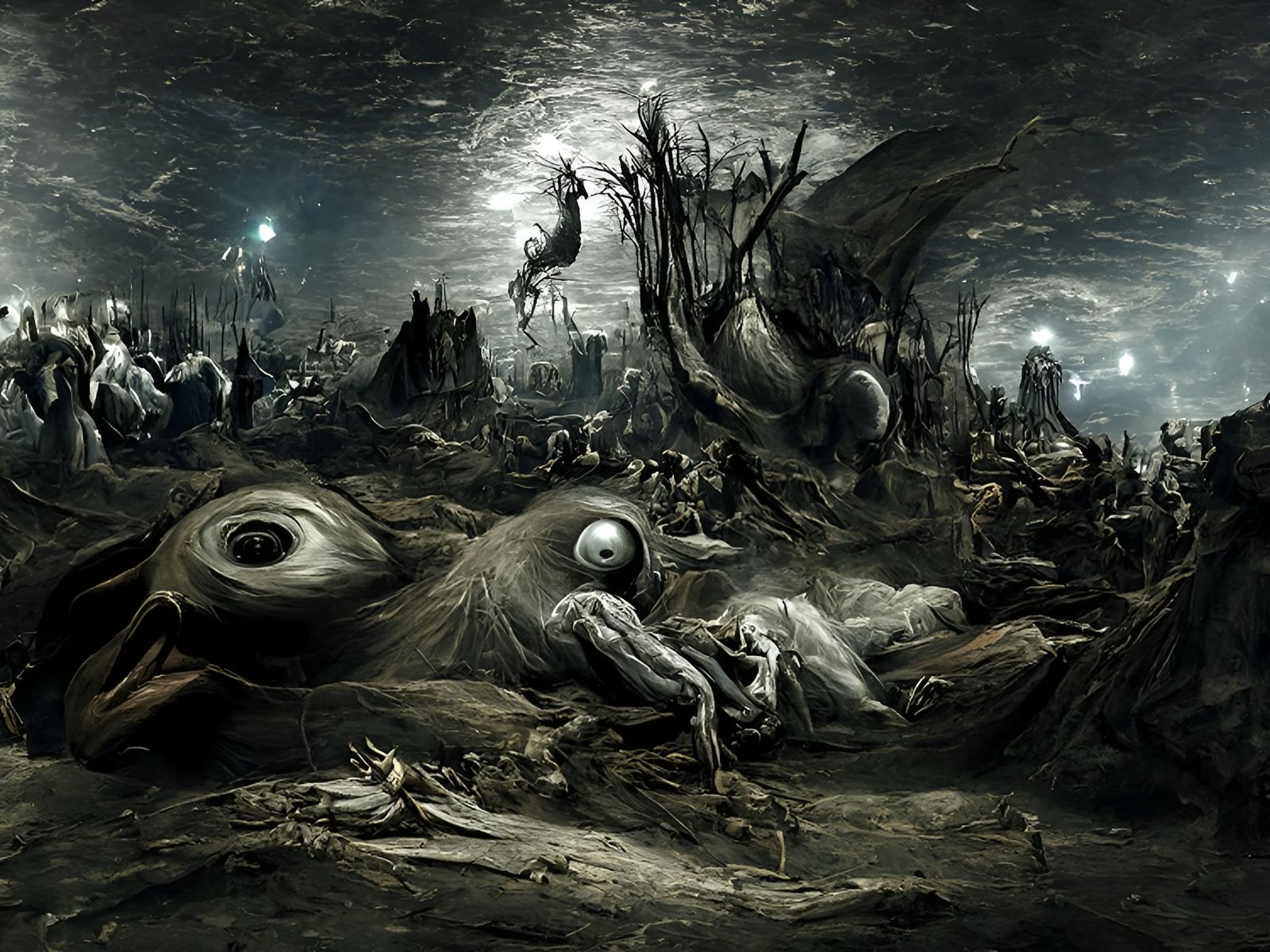 Horrific Lucid Nightmare in Dark Surrealism Style