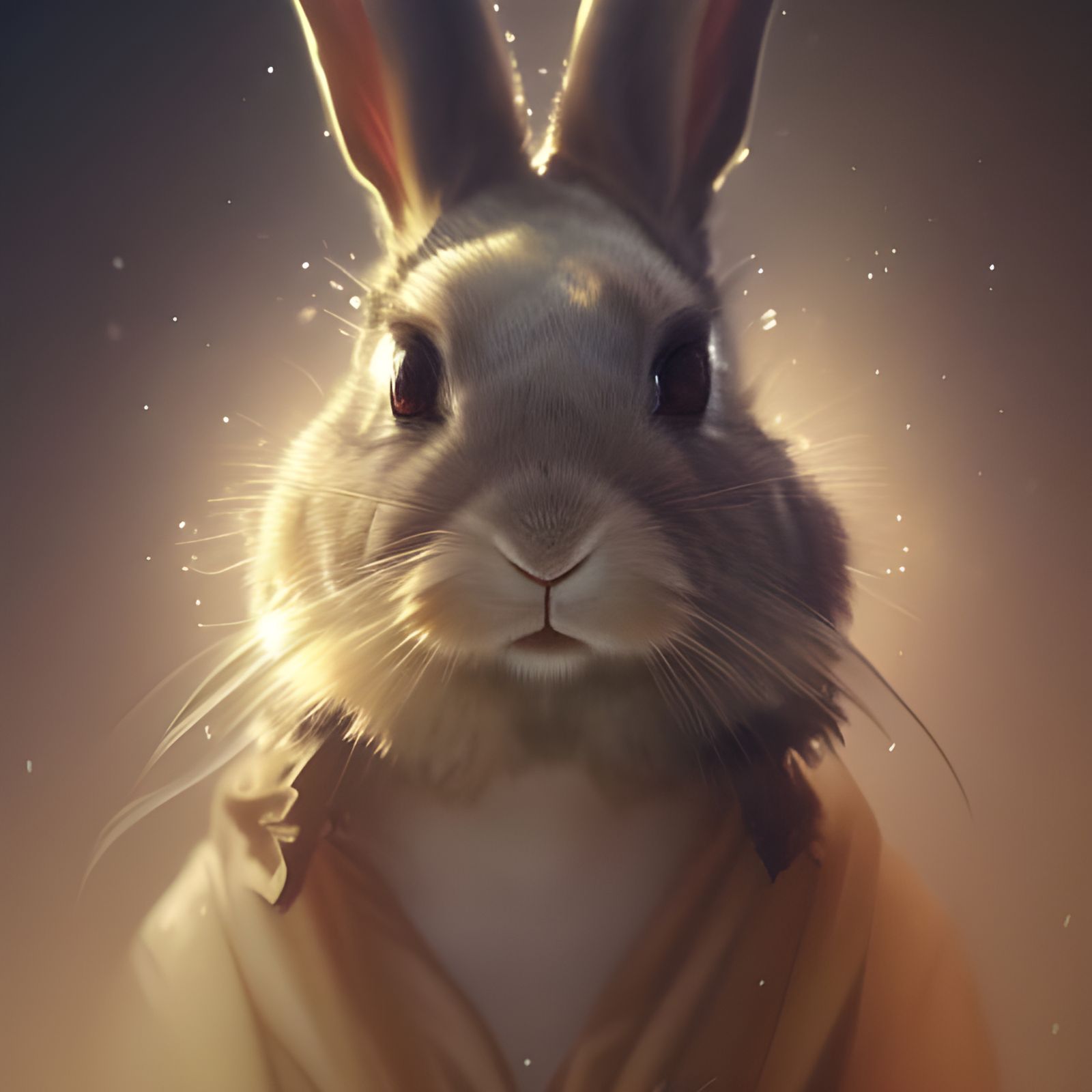 Menacing Rabbit Portrait by Rutkowski, Artgerm, and Mucha