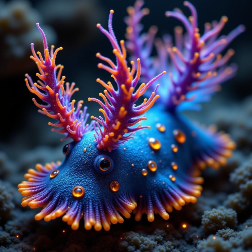 Glowing Nudibranch Sea Slug in a Cosmic Dreamscape