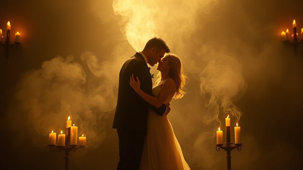 Candle Smoke Dance: Cinematic Lighting Captures Lovers