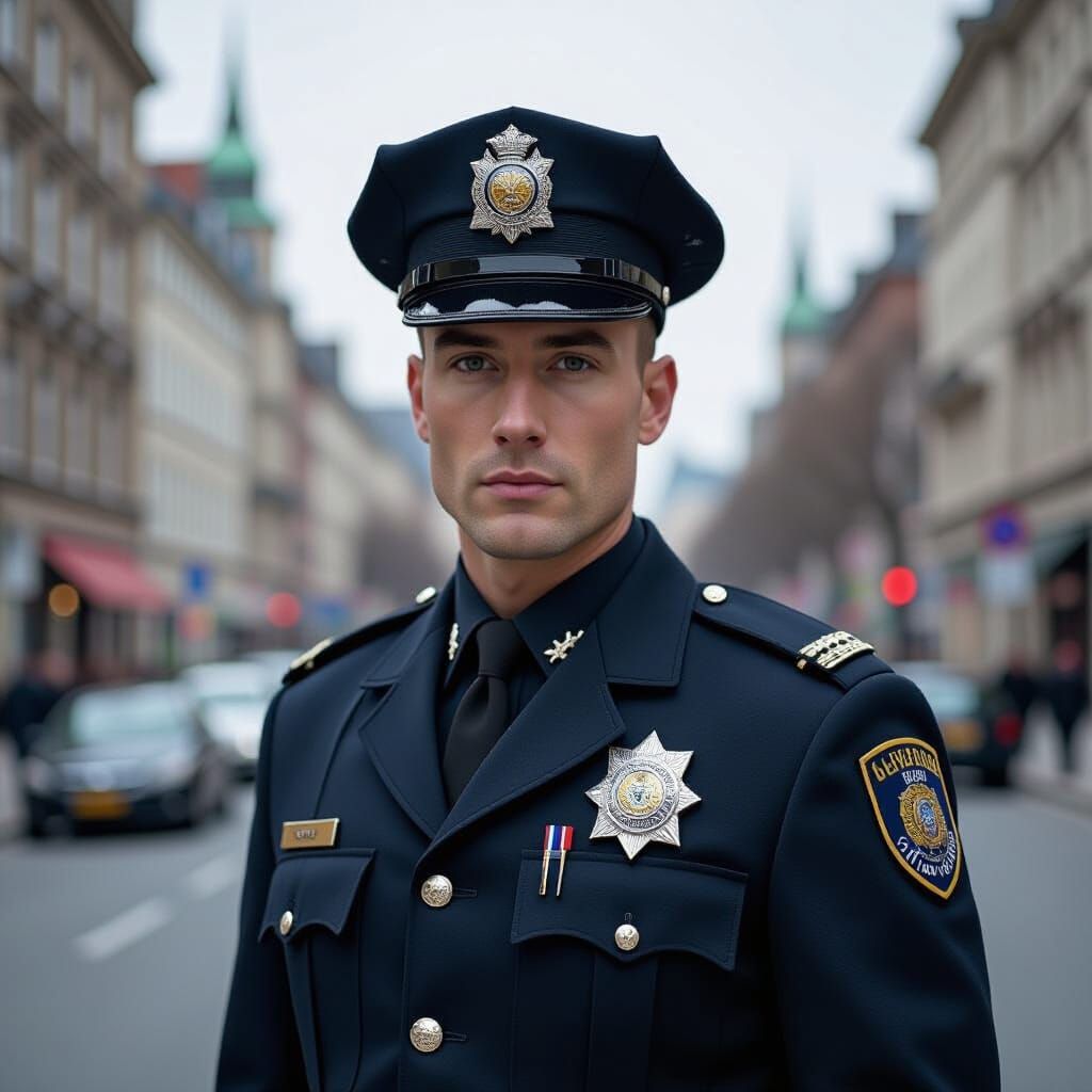 Realistic Portrait of a Police Officer