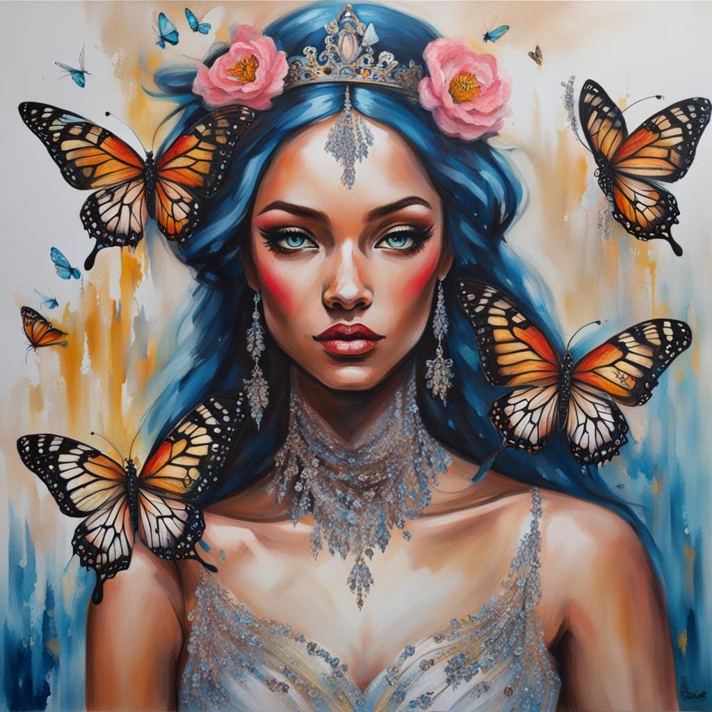 Butterfly Princess in Acrylic Art Style