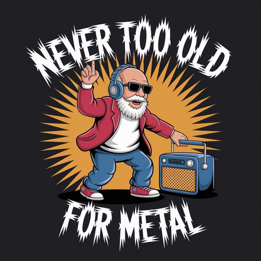 Grandpa Dancing to Metal Music with Deathcore Font