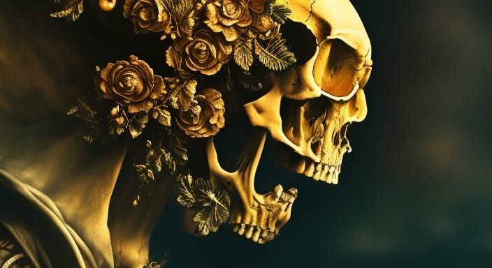 Raven on Skull in Moonlit Desert Illustration