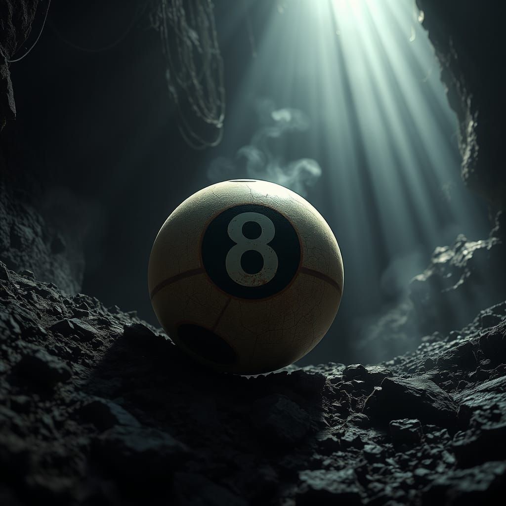 Mysterious Magic 8-Ball in a Deep, Dark Chasm