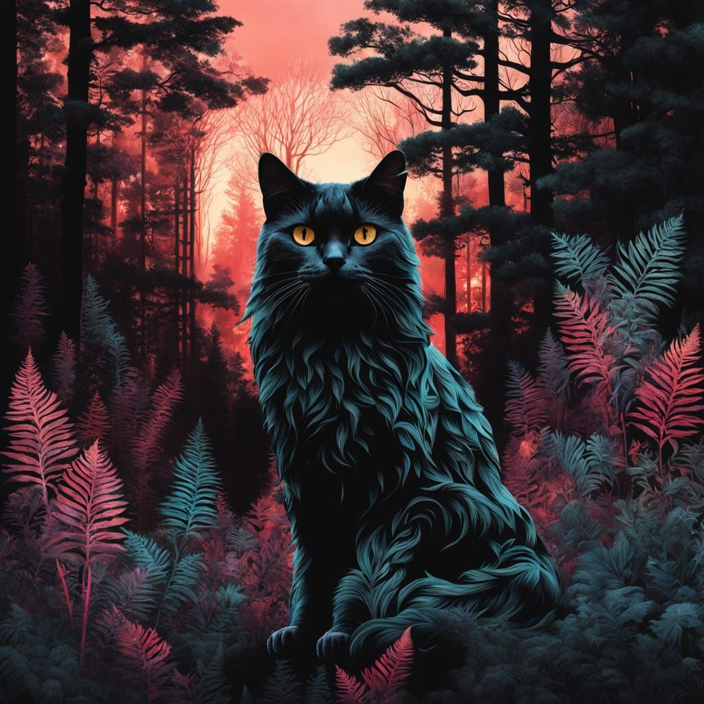 Cat in the woods