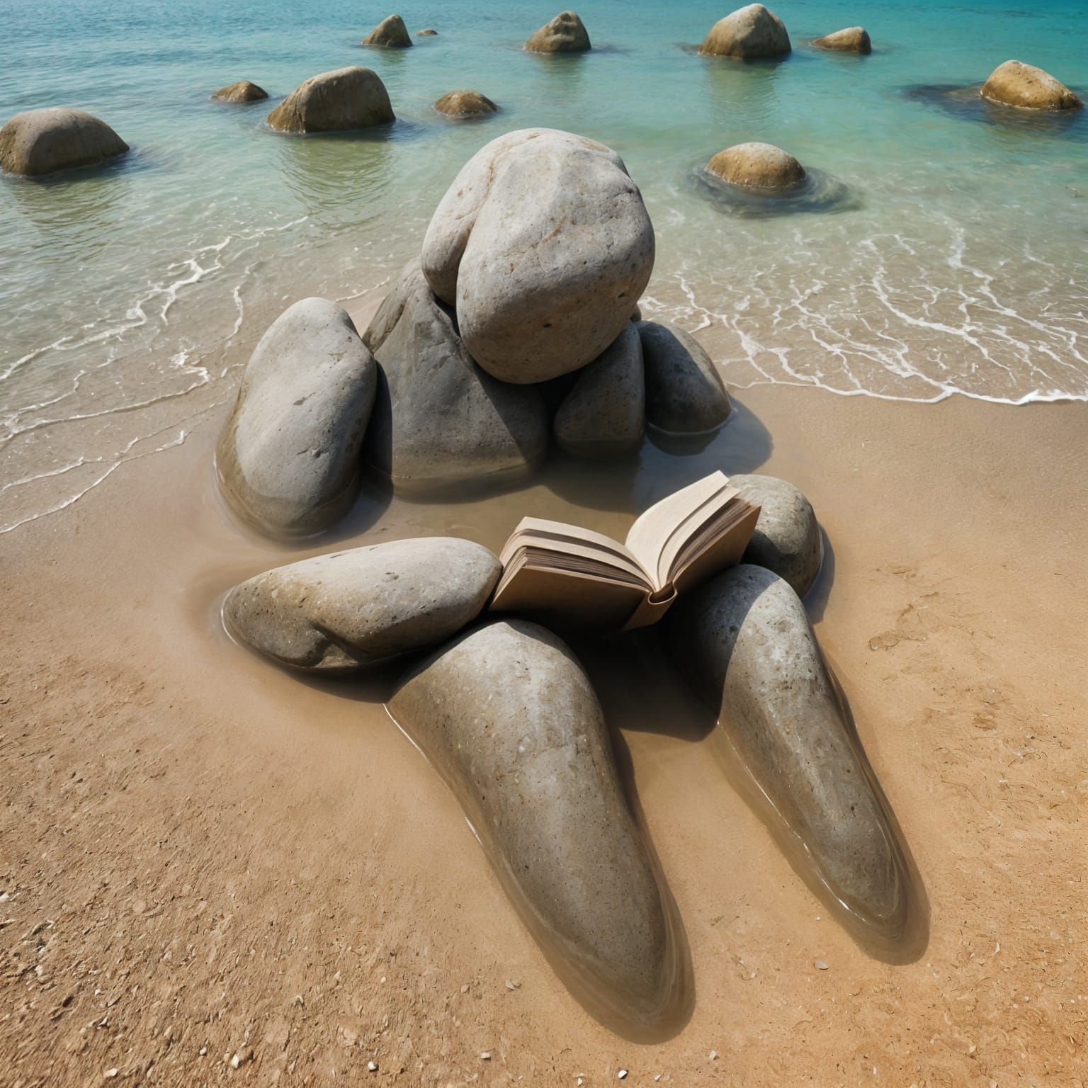 An Illusion of a Person Reading in the Water