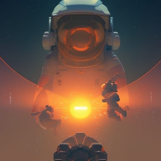 Astronauts Play Baseball in Space, Hyperdetailed Concept Art