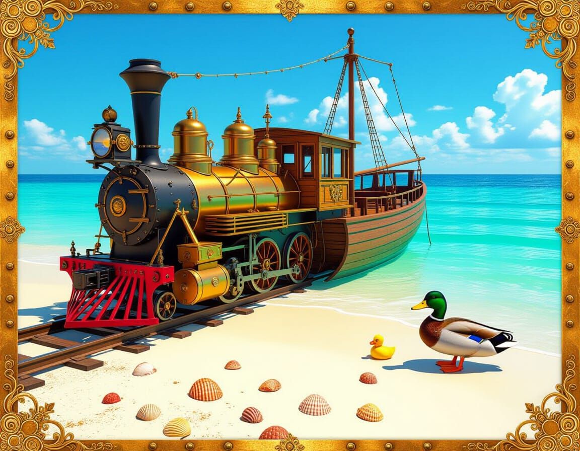 Steampunk Beach Vacation with Elf in Silk Dress