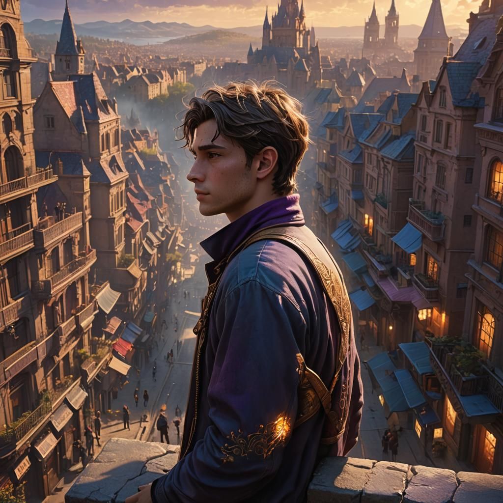 Young Man Sees Familiar Figure in City Corner