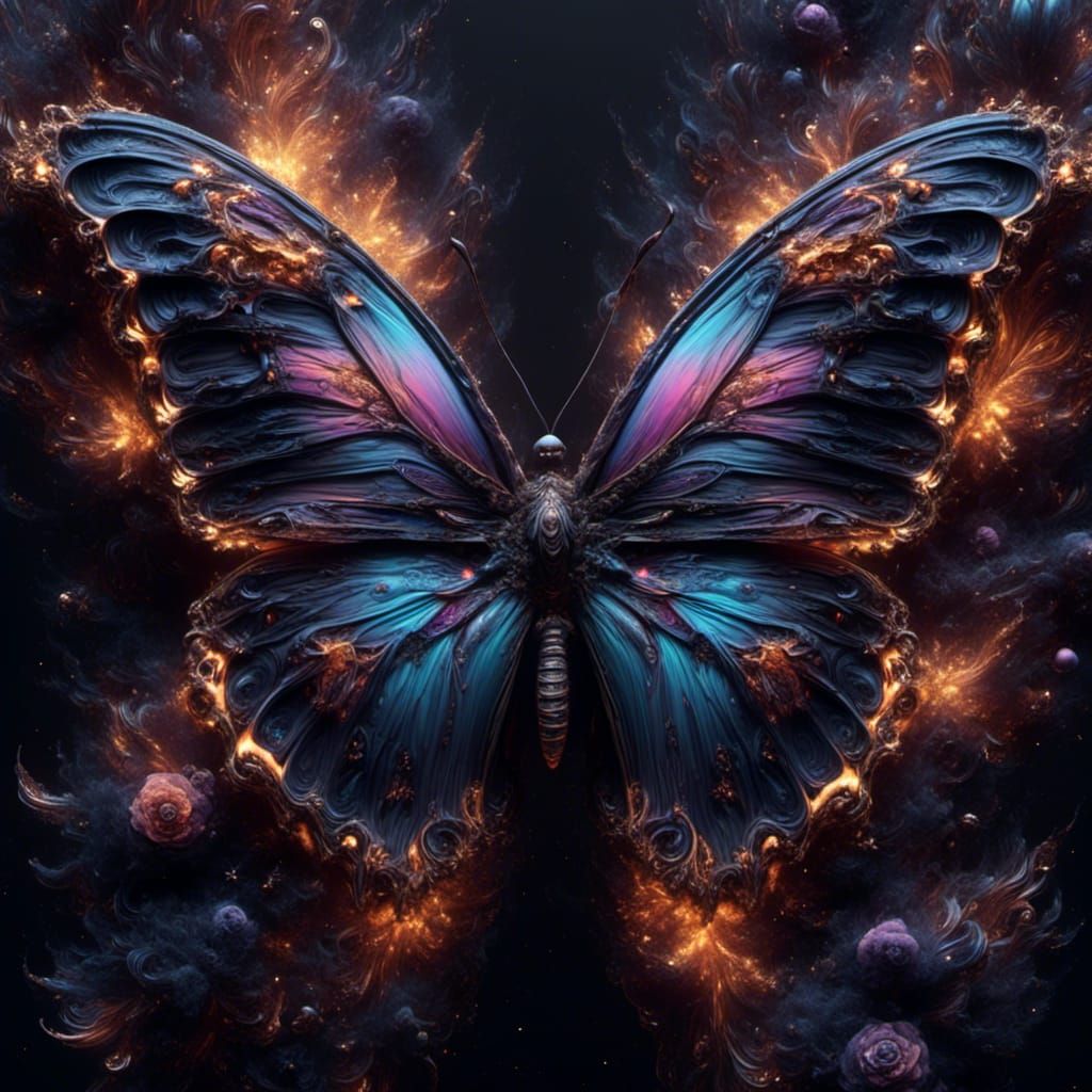 Blooming Flaming Oil Slick Butterfly Monster