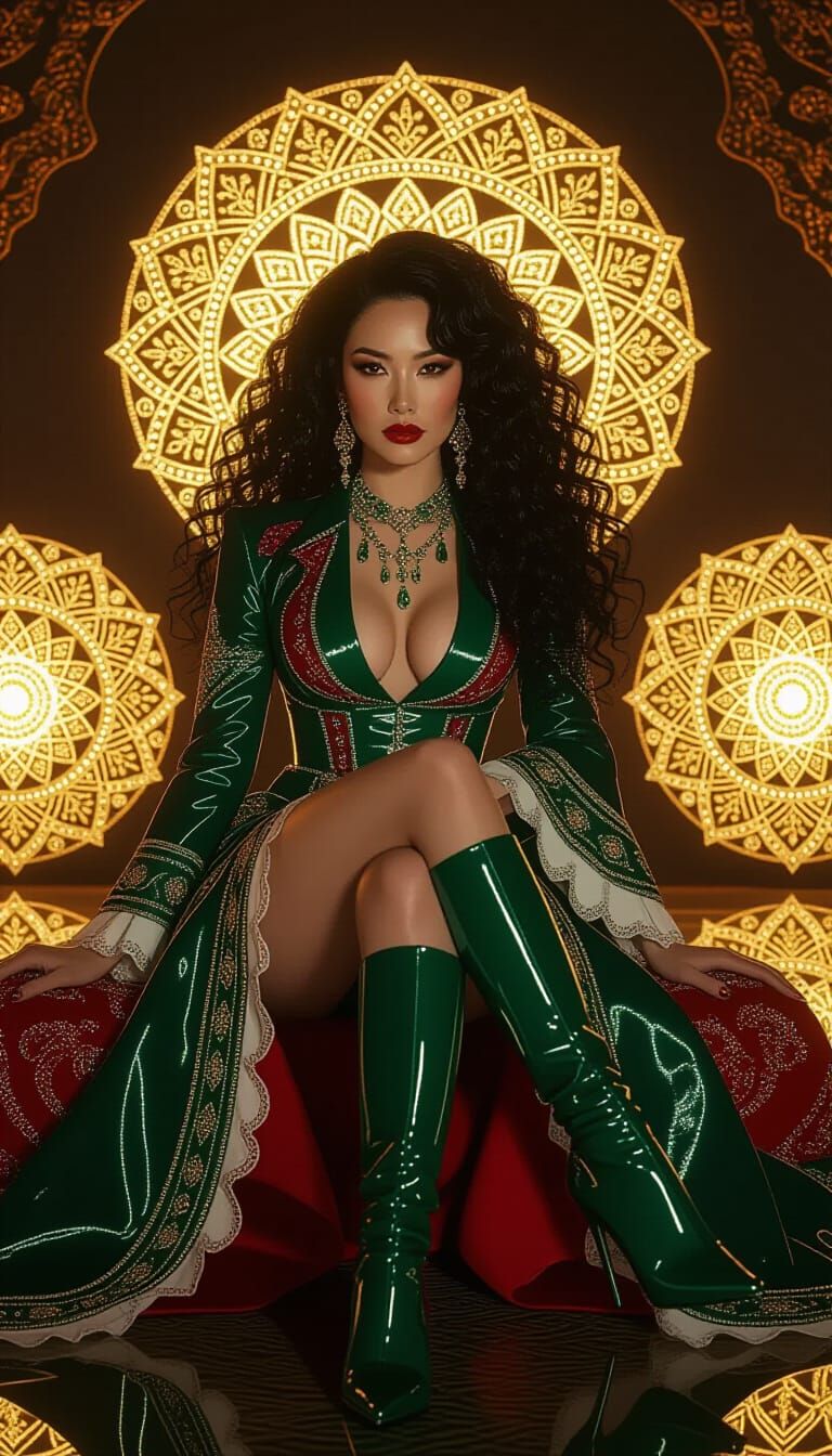 Mesmerizing Woman with Japanese Jewelry in Film Still