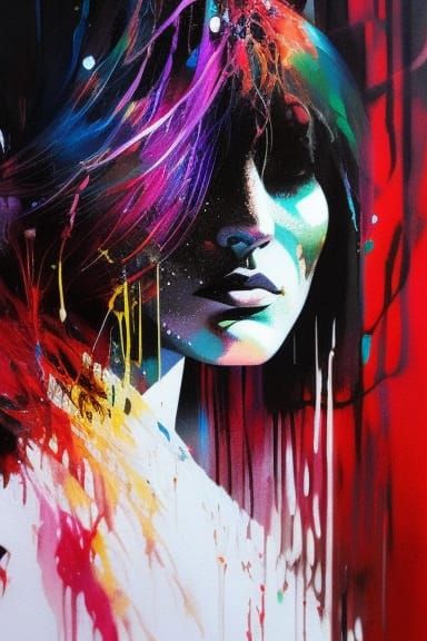 Colorful Ink Alien Splash Art in 3D