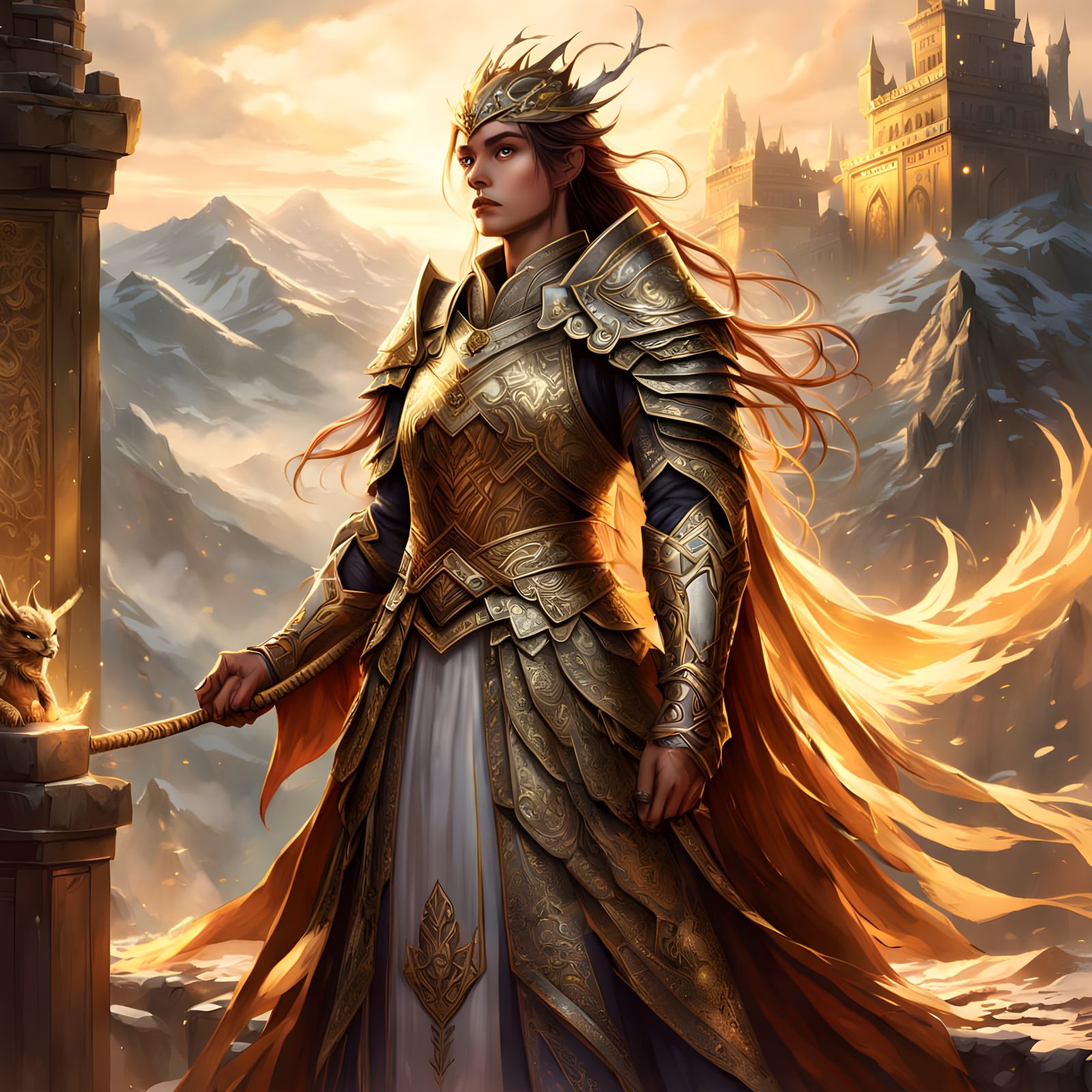 Warrior Princess Guards Kingdom at Dawn