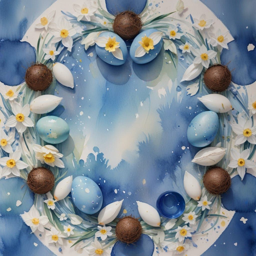 Delicate Watercolour Easter Wreath in Soft Pastels