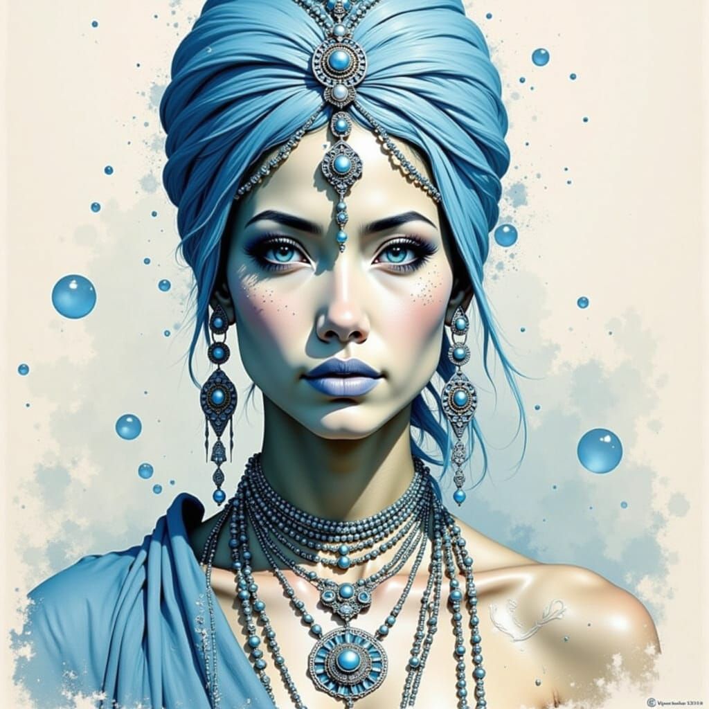 Indian Woman with Blue Pearl Piercing in Venice
