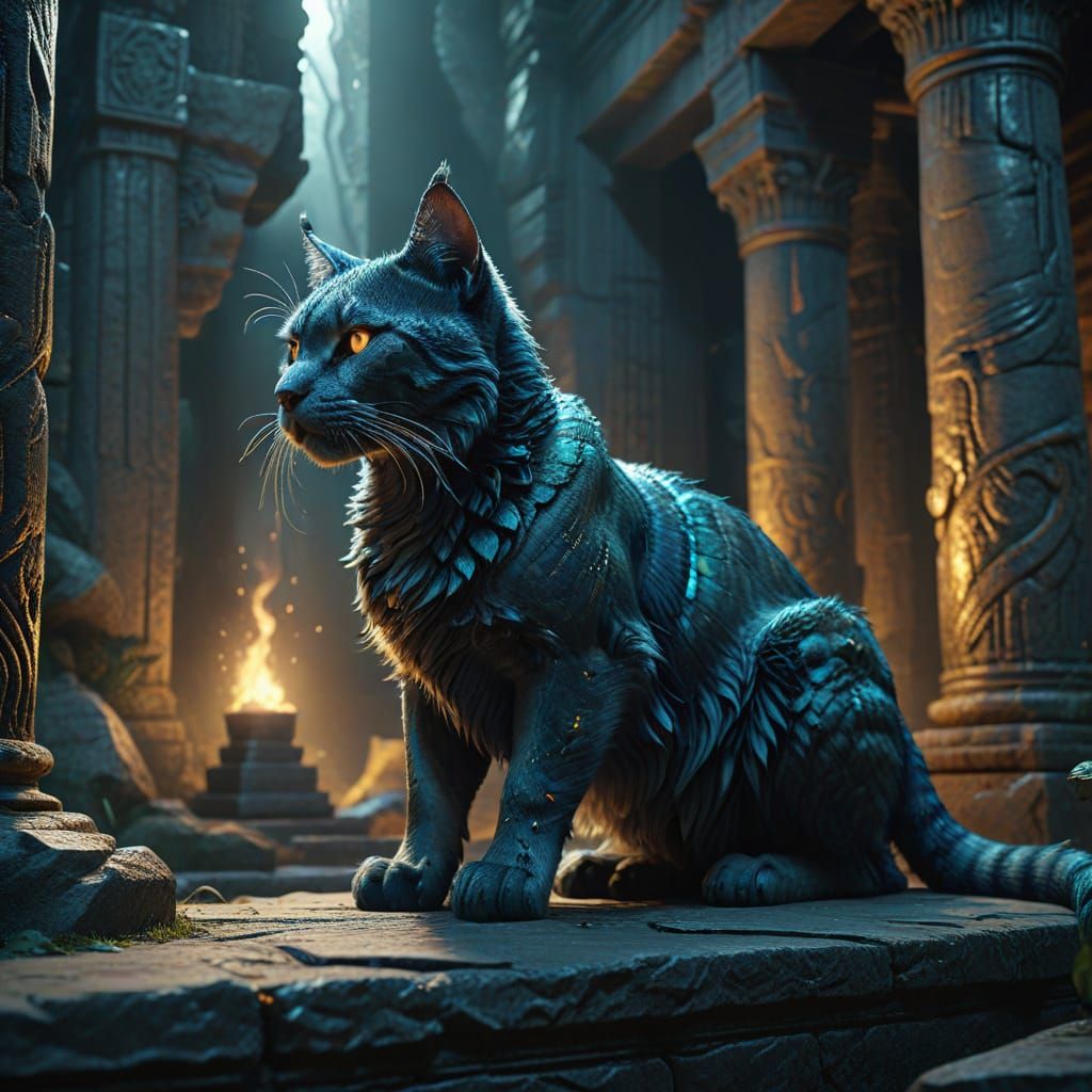 Ancient Temple Guardian in Dark Fantasy Art