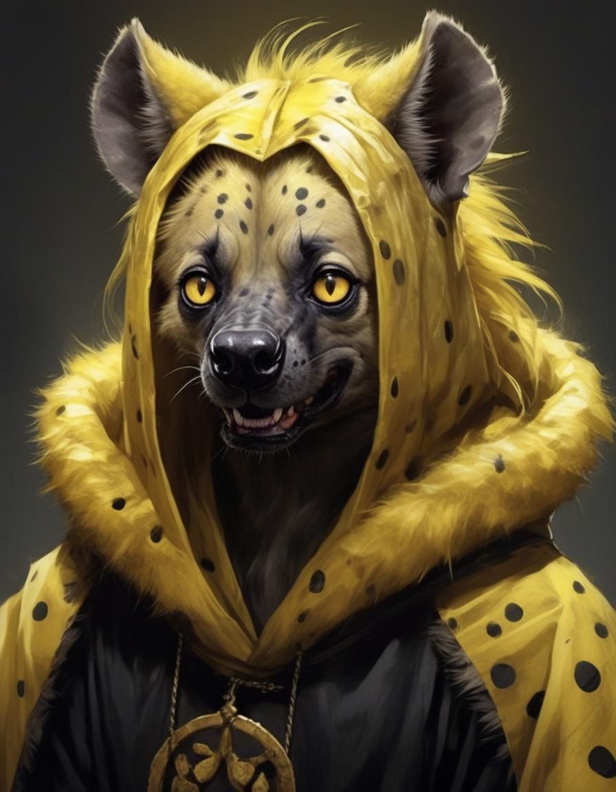 Furry Hyena Priestess in Macabre Yellow City