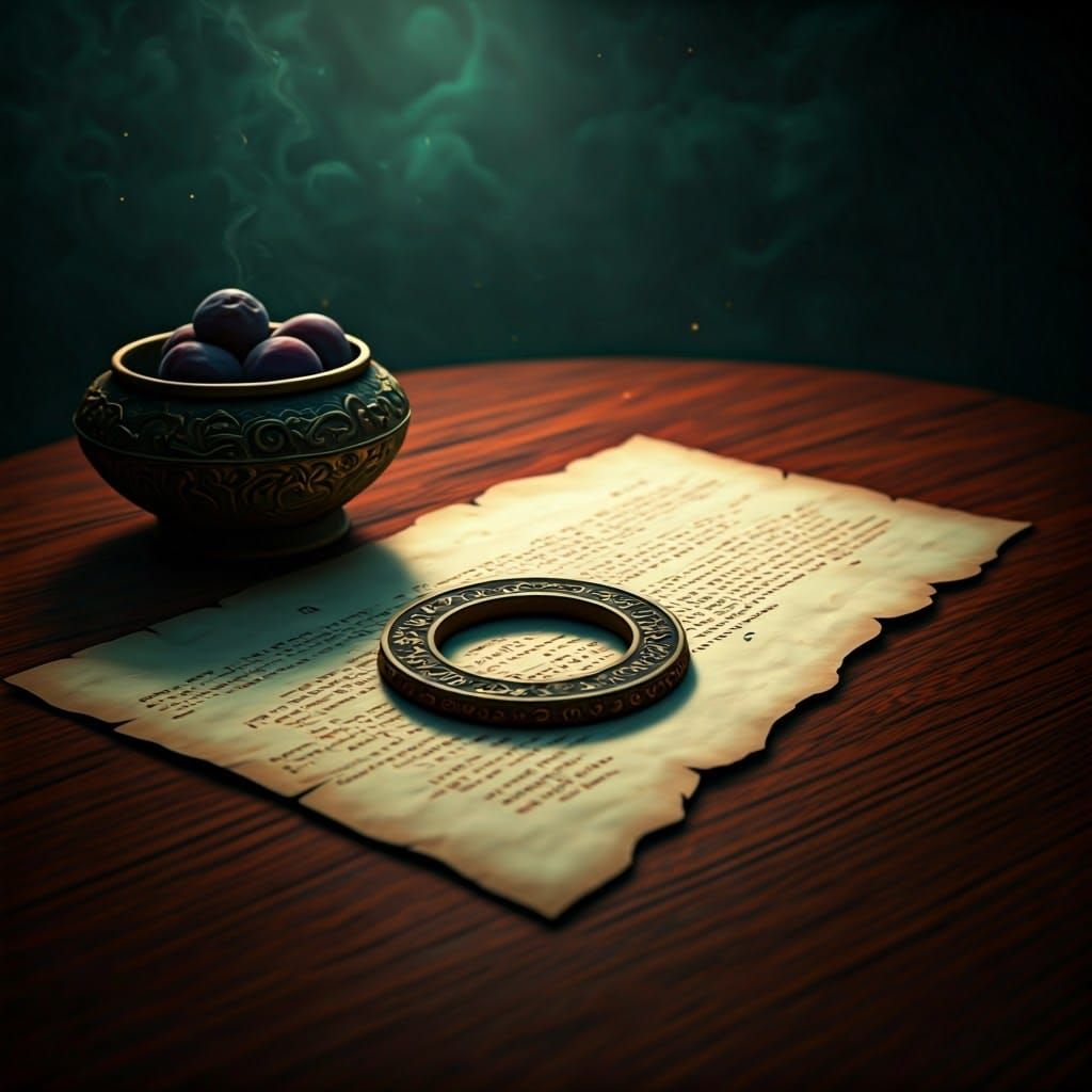 Ancient Runes Parchment with Samurai in Dreamlike Fantasy