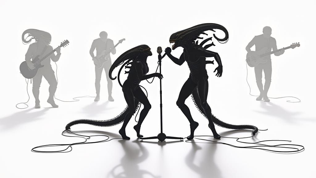 Xenomorph Rock Band Performs Intense Duet on Stage