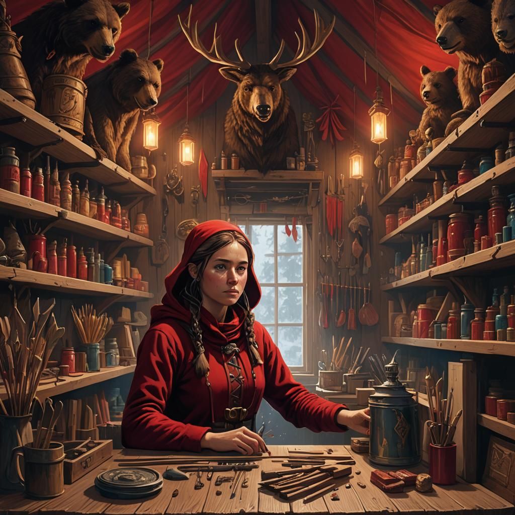 Fantasy Archer in Lavish Tent Shop, Digital Art