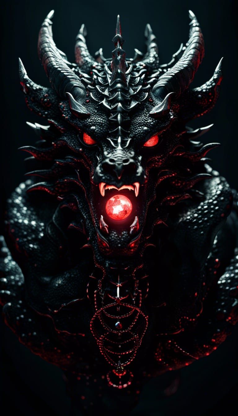 Black Dragon God with Bloodstone Jewels