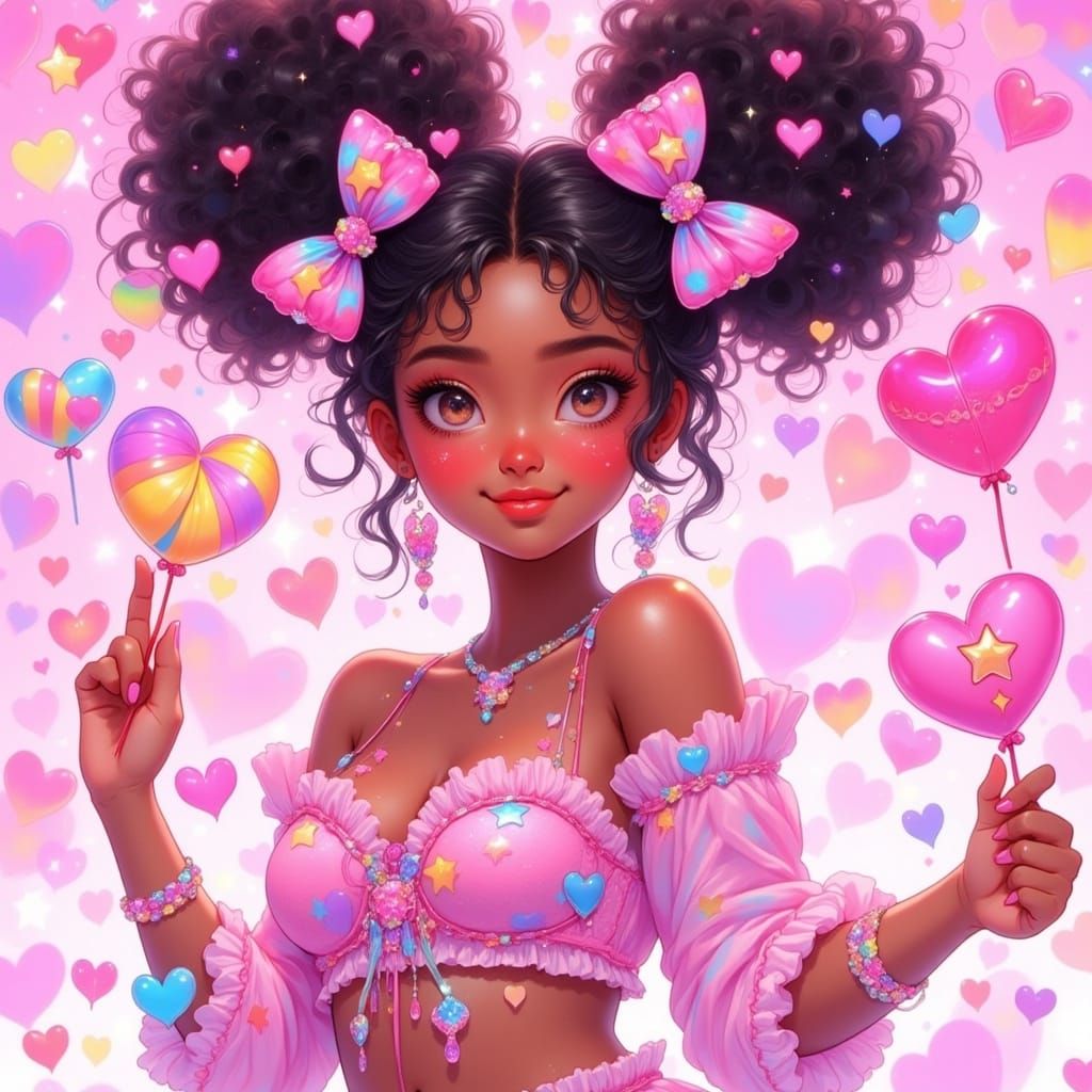 Kawaii Anime Goddess in Pastel Wonderland