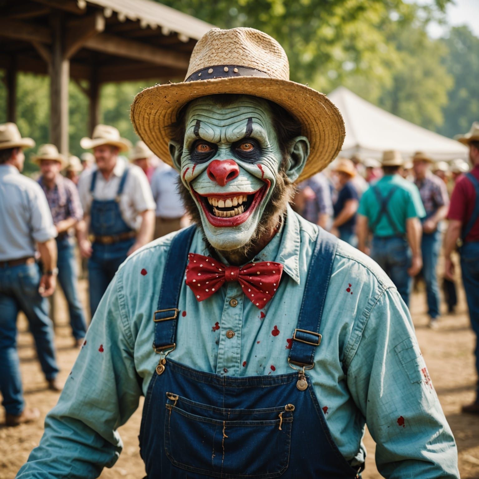 Zombie Monkey Clown Square Dancer in Overalls
