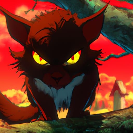 Devil Cat in Studio Ghibli Anime Style