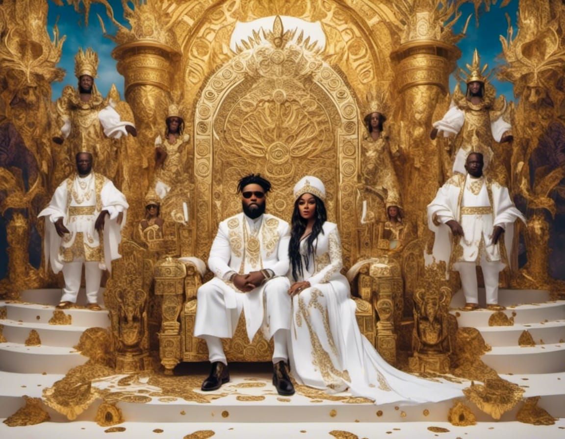 Heavenly Throne Room with Figures in Royal Attire