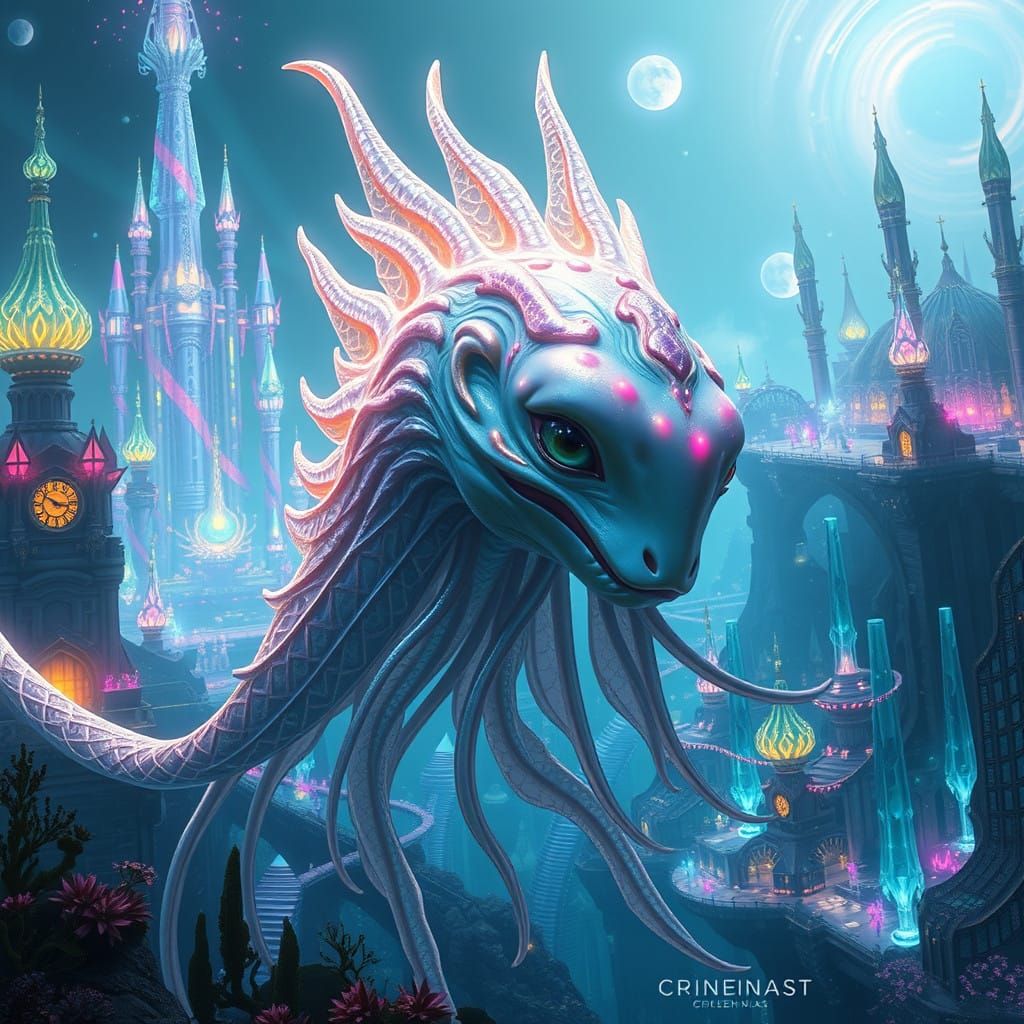 Surreal Underwater City Teeming with Iridescent Life