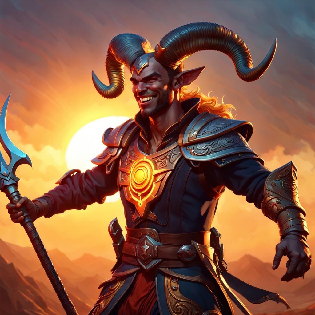 3D Portrait of a Male Tiefling with Buck Teeth