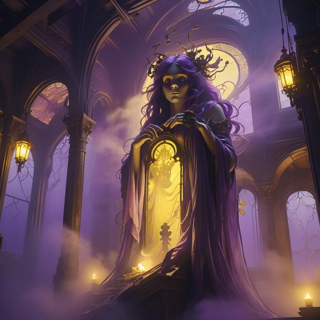 Spectral Spirit in Haunted House: Art Nouveau Fantasy