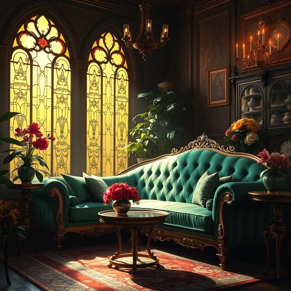 Ethereal Victorian Dreamscape in Golden Light