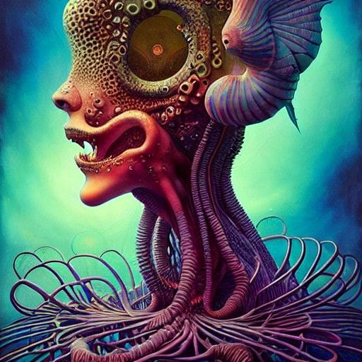 Ethereal Lovecraftian Fish-Nautilus Hybrid in Dark Fantasy S...