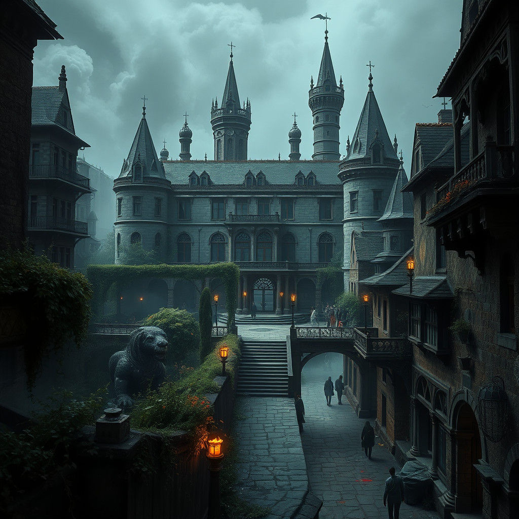 Foreboding Medieval Palace Amidst a Neglected City