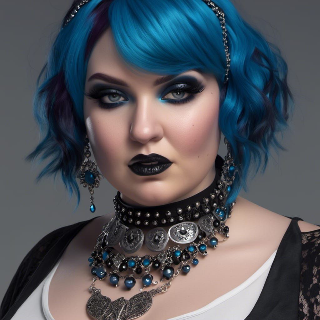 Punk Girl with Blue Hair and Edgy Style
