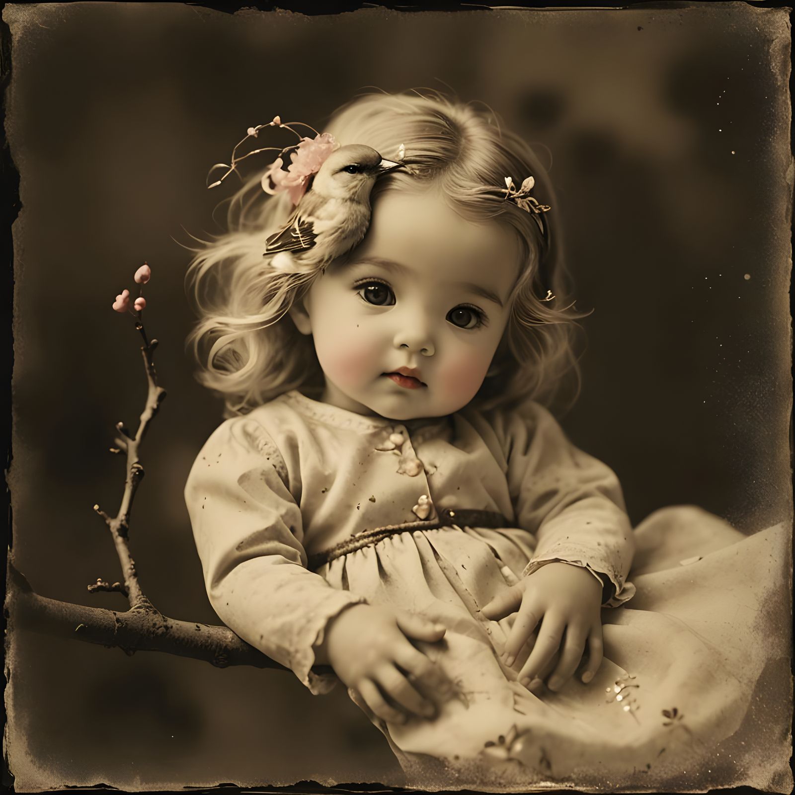 Sumi-e Bird on Branch in Diluted Inks