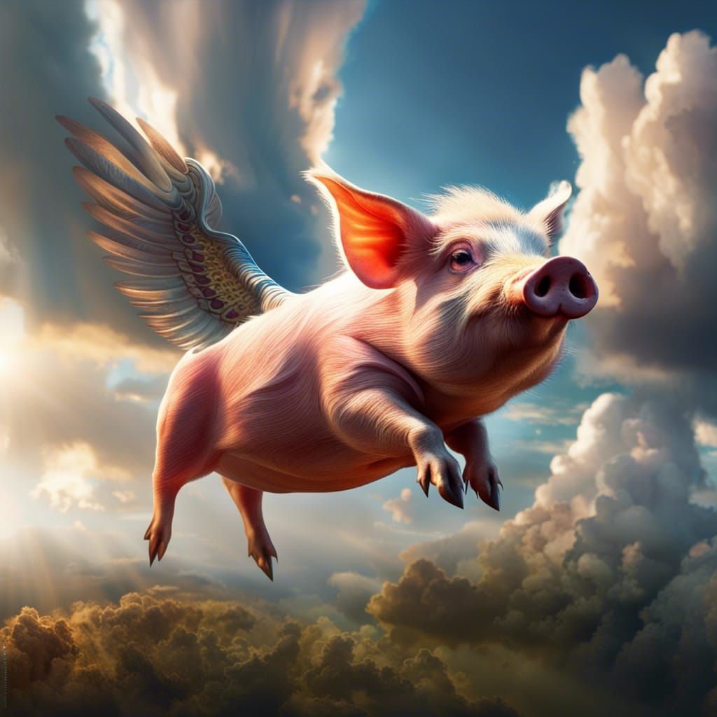 Majestic Flying Pig in Sunlight: Wildlife Photography