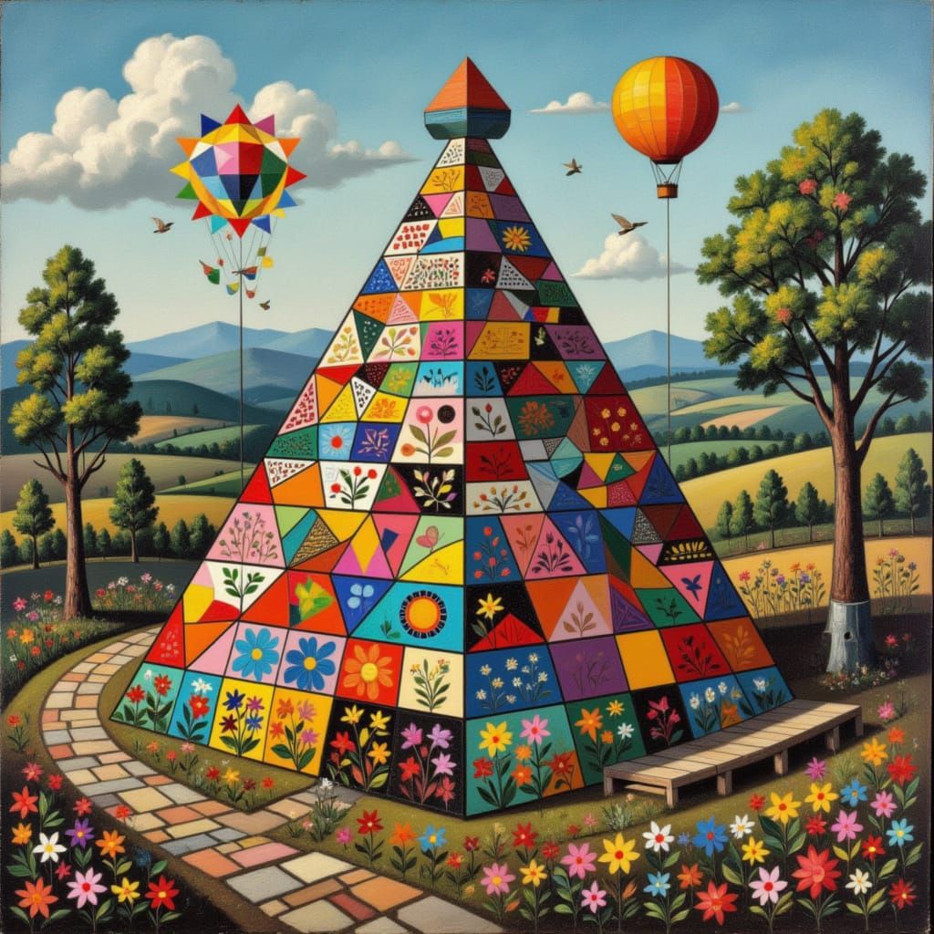 Abstract Geometric Garden in Dramatic Light