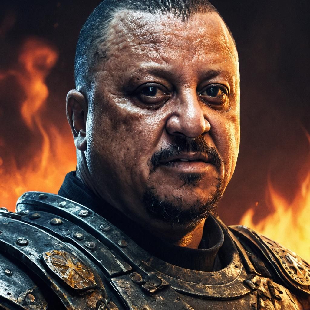 Warlord in Smoldering Wasteland: Hyperrealistic Digital Art