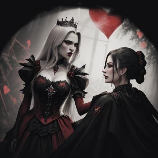 Queen of Hearts Reaching for Alice
