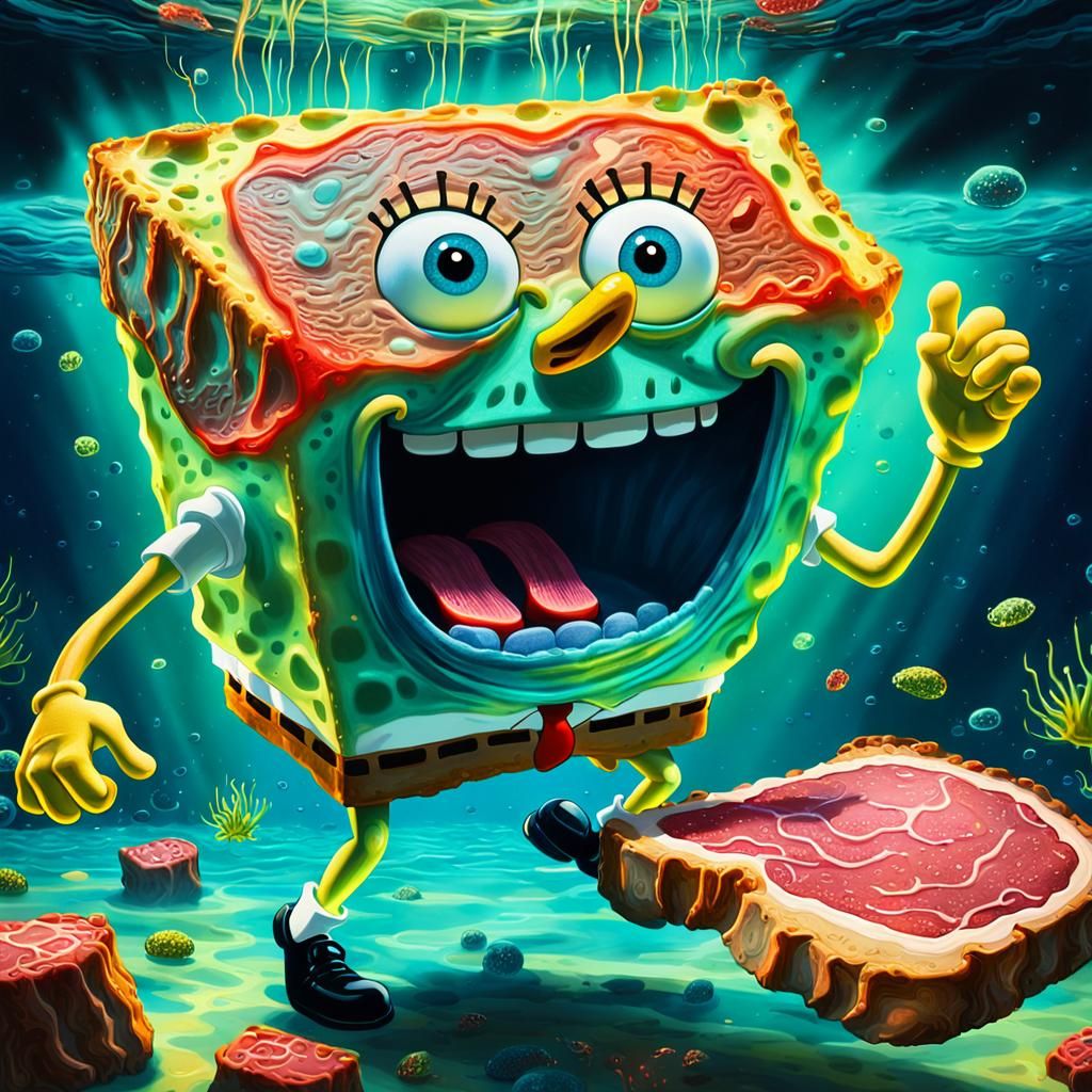SpongeBob's Surreal Underwater Steak Feast