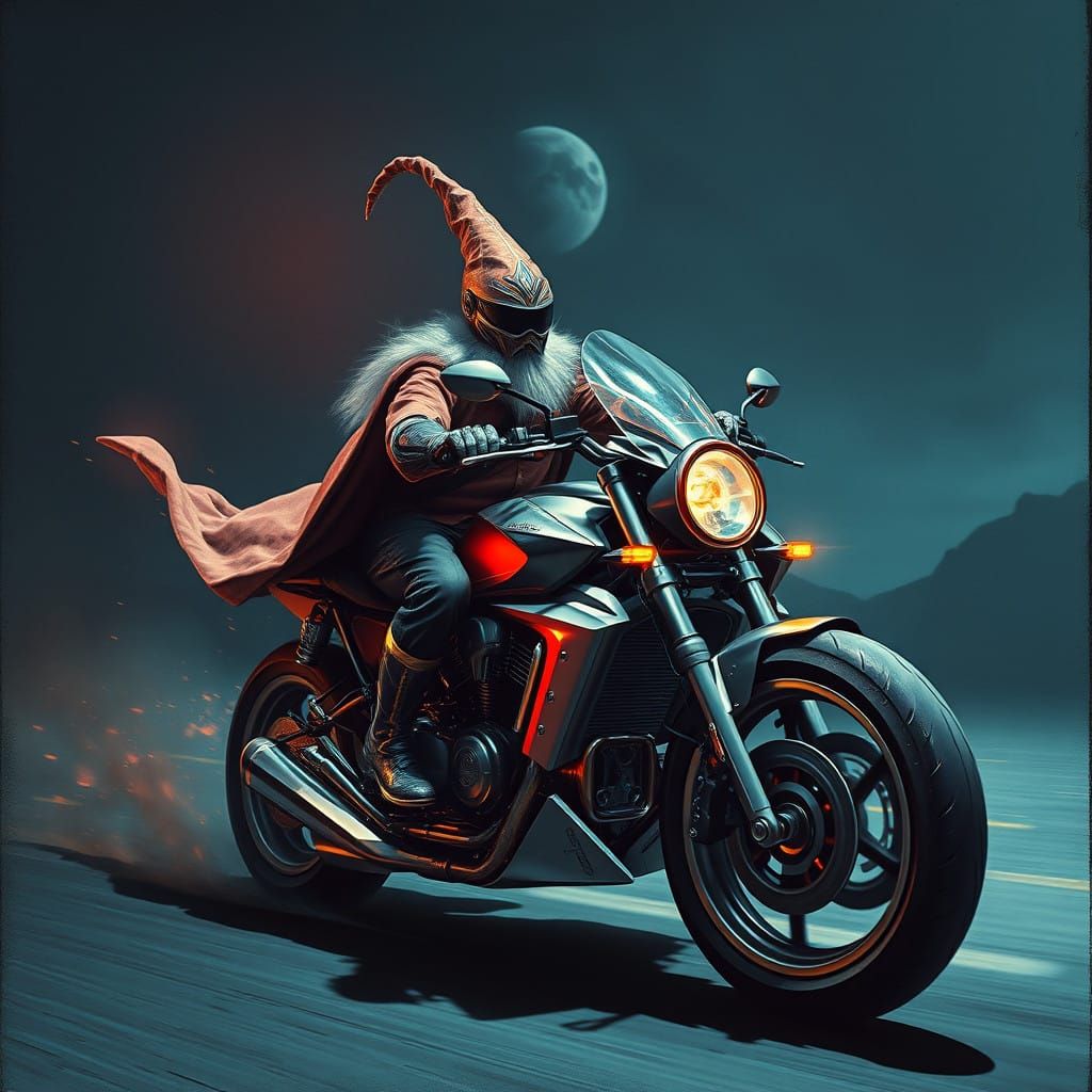 Futuristic Wizard Conquers the Night in Neon Dreamscape