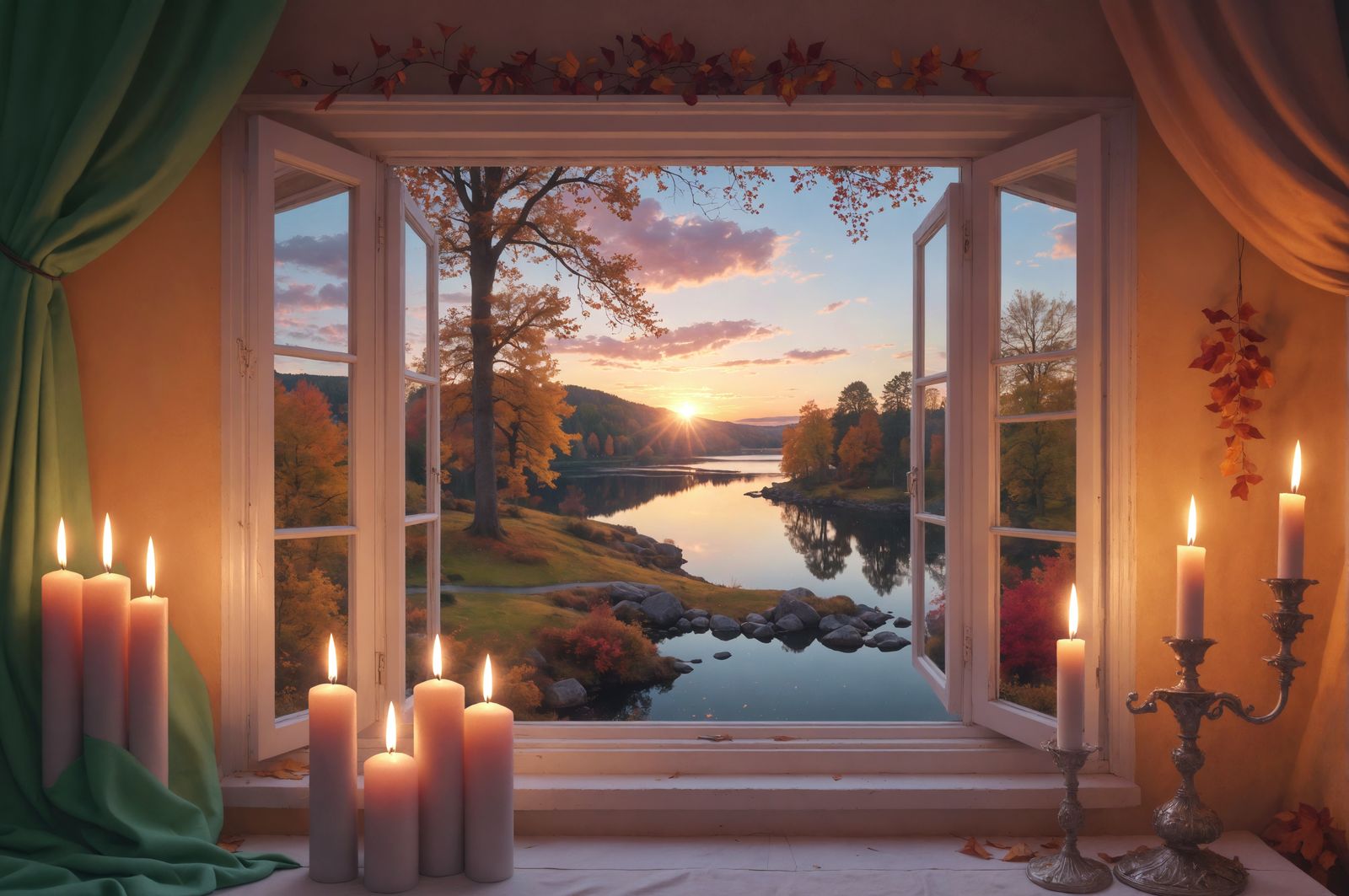 Sunset from through French Windows